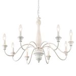 LJHhowe French Country Chandelier Ceiling Lights 8 Lights Farmhouse Brown White Chandeliers Light Fixture Antique Real Wood Pendant Lighting Hanging for Dining Room Bedrooms Foyer Living Room Kitchen