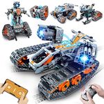 HOGOKIDS 5 in 1 Technic Robot Building Set with LED Light - APP & Remote Controlled Cars Building Toys, RC Robot Tank Sleigh Tracked Racer 604 PCS, Gifts for Kids Boys Girls Ages 6 7 8 9 10 11 12 Year