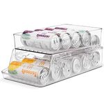 Worephu 2-Layers Rolling Soda Can Organizer, Foldable Container Holder Dispenser, Clear Plastic Beverage Storage Rack Holder for Fridge Storage, Kitchen Cupboard, Countertop, Pantry.