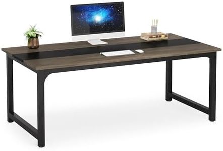 Tribesigns Modern Computer Desk, 70.8 x 31.5 inch Large Office Desk Computer Table Study Writing Desk Workstation for Home Office, Grey/Black