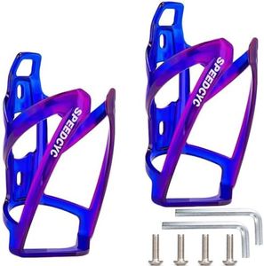 SPEEDCYC Bike Water Bottle Holder Ultra-Light Bicycle Bottle Cage with Screws Tool, Universal Cycling Cup Holder for MTB, Mountain Bikes,Purple-PolyAUrbonate 2 Pack