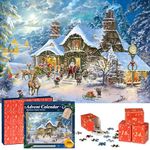 Advent Calendar 2024 Christmas Puzzles for Adults and Kids - Santa's Night Before Christmas 1008 Pieces Advent Puzzle Christmas Countdown Puzzles Christmas Games Gifts for Boys Girls (27.6 in x 19.7