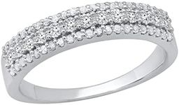 Dazzlingrock Collection 0.32 Cttw Round White Diamond Classic Triple Row Half Eternity Style Elegant Stackable Wedding Band For Women 1/, 18K Solid White Gold, Size 10