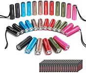 EverBrite 30-Pack Mini Flashlight Set, Aluminum LED Handheld Torches with Lanyard, Assorted Colors, 90 Batteries Included for EDC, Party Favors, Night Reading, Camping, Power Outage, Emergency