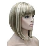 Lydell Short Bob Wigs No Part Full Synthetic Hair Wig Blonde Highlighted (H16/613) 10 inch