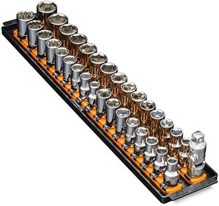 ERNST MANUFACTURING 8488 Socket Boss, Premium 2-Rail, 1/2 Inch-Drive Socket Organizer, 18-Inch, Orange