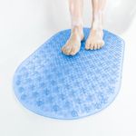 HITSLAM Oval Bath Mat Non Slip, 68x38 CM Bubble Shower Mat for Bathroom, Machine Washable Bathtub Mat Non-Slip with Suction Cups and Drain Holes, Bathroom Accessories, Blue