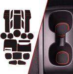 CupHolderHero fits Honda Civic Type R Accessories 2016-2021 Premium Custom Interior Non-Slip Anti Dust Cup Holder Inserts, Center Console Liner Mats, Door Pocket Liners Set (Red Trim)