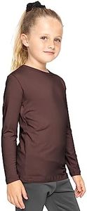 Girl's Long Sleeve Crew Neck Top Brown XX-Large