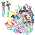 Invalidism Multicoloured Pens All in One,30 Pcs Fun Cartoon 4 Color Mini Pen Set 0.5mm Retractable Ballpoint Pens for School Office Supplies Students Children