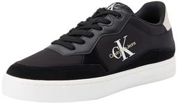 Calvin Klein Jeans Men's Classic Cupsole Low Top Mix Leather Trainers, Black (Black/Eggshell/White), 10