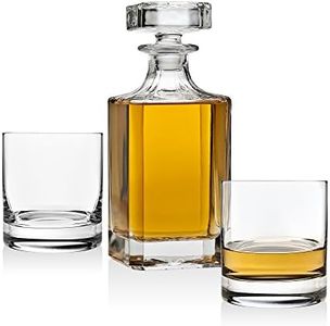 Lefonte Whiskey Decanter set for Liquor Scotch Bourbon or Wine, Includes 2 Old Fashioned Whisky Glasses