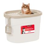 IRIS Top Entry Cat Litter Box with Scoop, White/Beige