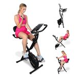 Mobiclinic® Fitness, Folding Exercise Bike + Resistance Straps, 2 in 1, Everest, 8 levels, Up to 120Kg, LCD Display, Pulse Meter, Adjustable Seat, 2,5Kg Wheel, Trainer X-Bike