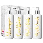 Print Maniacs Mrs Hinch Inspired White Personalised Pump Bottles Bathroom Kitchen Set Shampoo Conditioner (Gold)