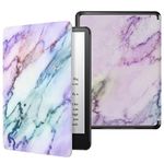 MoKo Case for 6.8" Kindle Paperwhite (11th Generation-2021) and Kindle Paperwhite Signature Edition, Light Shell Cover with Auto Wake/Sleep for Kindle Paperwhite 2021 E-Reader, Purple Marble