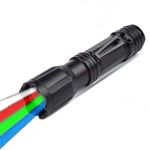 LED Torch with Red Green Blue White Light, Multicolor LED Hunting Torch Zoomable Tactical Torch High Power RGBW LED Torches for Night Vision Fishing Astronomy