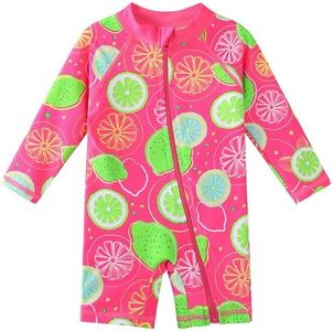 XFGIRLS 2024 Baby Girls Newborn safa Color Swimsuit Long Sleeve Rash Guard Bathing Suit Lemon