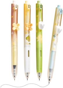 M&G Gel Pens, 4 PCS Black Gel Pens Fine Point 0.5mm, Retractable Gel Ink Rollerball Pens, Cute Gel Ink Pens with Flower for Smooth Writing Men Women