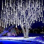 Kwaiffeo Outdoor Christmas Lights, Meteor Shower Lights Snow Falling Lights 12 inch 10 Tube Outside Christmas Lights for Xmas Tree Halloween Decorations Window Wedding Party, White…