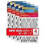 Filtrete 16x25x2 Furnace Filter, MPR 1000, MERV 11, Allergen Defense Odor Reduction 3-Month Pleated 1-Inch Air Filters, 4 Filters