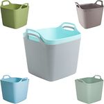 Q&H 8L/15L/25L/40L Flexi Tubs Square Laundry Storage Bucket - Recycled Plastic Tub Strong Flexible Handles - Heavy Duty Tubtrugs Large Capacity Buckets - Multi-purpose Sturdy Garden Container (25Ltr)