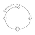 Belons Womens Bracelet 925 Sterling Silver Cubic Zirconia Four Leaf Clover Charm Bracelet Adjustable Chain, Gift for Girls Women