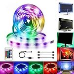 Hually LED TV Backlight, 2M(2x0.6m, 2x0.4m)/6.4ft USB LED Strip Lights with 16 Colors and 4 Modes for 40-60 Inch HDTV, PC Monitor, RGB 5050 Adjustable Brightness and Bias Lighting [Energy Class A+]