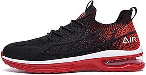 IIV Mens Air Running Shoes Casual Tennis Walking Athletic Gym Fashion Lightweight Slip On Sneakers BlackRed 10.5