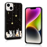 Black Cute Cat Iphone 14 Plus Case - 6.7 Inch Cute Cat Iphone Case, Non-Slip Pattern Design and Shock Absorption, Soft Silica Gel Frame Support Black Phone Case for Teen Girls and Sisters