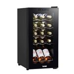 Baridi 15 Bottle Wine Cooler Fridge with Digital Touch Screen Controls & LED Light, Black - DH5