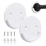 2 PCS Shower Curtain Rod Holder，Universal Tension Rod Retainer with 3M Adhesive No Drilling,Shower Curtain Rod Mount Holder with Screws for Bathroom Bedroom Balcony (2 PCS White)