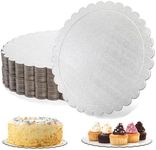 Tebery 15 Pack Round Cake Boards 10-inch Premium Silver Cake Circles Cardboard Scalloped Cake Circle Base