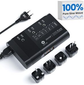 500W Pure Sine Wave Voltage Converter US to Europe, AI 220V to 110V Converter 50Hz to 60Hz Transformer for European Travel, Power Converter Adapter Combo USB-C for CPAP Hair Straightener Laptop Phone