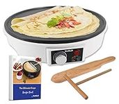 30.5cm Electric Pancake & Crepe Maker by StarBlue with FREE Recipes e-book and Wooden Spatula - AC 220-240V 50/60Hz 1000W, UK Plug, Europe Adapter Included