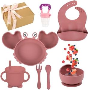 DIVERGIANA - Vajilla bebe silicona 9 piezas - platos bebe- BLW- baby led weanning bebe 6 meses- chupete fruta-cuenco con ventosa-cubiertos bebe-vajilla silicona bebe regalo- vajilla bebe ventosa