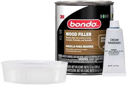 Bondo Wood Filler 12 oz with Hardener 0.5 oz, Repairs Chips and Cracks in Wood, Sandable, Paintable, and Stainable