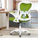 Winrise Office Chair Desk Chair, Ergonomic Mesh Computer Chair Home Office Desk Chairs, Swivel Task Chair Mid Back Breathable Rolling Chair with Adjustable Lumbar Support Flip Up Armrest (Green)