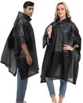 HOOMBOOM Reusable Rain Ponchos with Drawstring Hood for Adults, Waterproof Thicken Rain Coat, 2 Packs