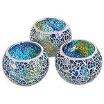 OwnMy Set of 3 Blue Mosaic Glass Te