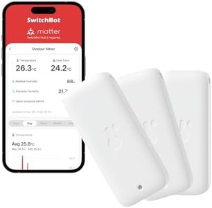 SwitchBot IP65 Termómetro Higrómetro de Exterior, 120m Bluetooth Alcance, Termohigrómetro de Interior, Punto de rocío/VPD/Sensor de Humedad Absoluto, Exportación gratuita de datos, 2 años de Batería
