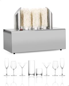 GAOMON Electric Wine Glass Polisher with 8 Pure Cotton Brushes and A High-power Heater, Stainless Steel Commercial Glass Polisher, Suitable for Bars, Kitchens and Restaurants