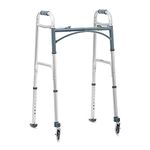 KosmoCare Deluxe Folding Walker with added accessories - 360° swivel wheels and carpet gliders.