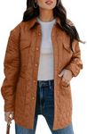 EVALESS Diamond Quilted Jackets for Women Lightweight Collar Long Sleeve Button Down Puffer Jacket Warm Winter Coat Outerwear with Pockets Orange X-Large