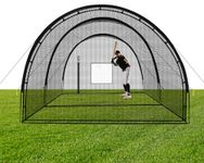 KuiBonu Baseball Batting Cage Net - Batting Cages for Backyard 22x12x8ft Portable Baseball and Softball Batting Cages, Zipper Door with Pitching Machine Hole for Backyard Batting Training