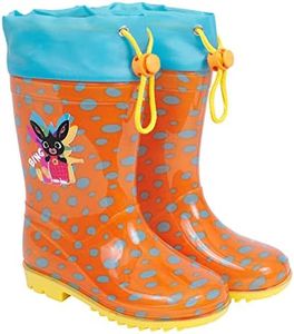 PERLETTI Stivaletti Pioggia Bambino Bambina Bing - Stivali Impermeabili Coniglietto Nero con Suola Antiscivolo Arancio - Galosce Bambini Antipioggia Colorati Arancio Giallo Azzurro (Arancio, 24/25 EU)