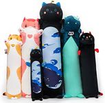 Mewaii Long Cat Plush Kawaii Body Pillow, 20” Cute Black Cat Stuffed Animals Soft Plushies, Blue Star Kitten Big Plush Toys Throw Pillow Doll