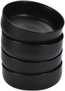 Bruntmor Ceramic Serving Bowls - Set of 4 Large Cereal Bowls - 28oz Black Salad Bowls - Dishwasher, Oven, and Microwave Safe Soup Bowl - Ceramic Bowl Set for Breakfast, Lunch, and Dinner