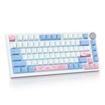 SbocKeeb 75% Wireless Creamy Pink Mechanical Keyboard, Hot Swappable Custom Keyboard, RGB Backlit Gasket Gaming Keyboard, 2.4G/BT5.0/USB-C Mechanical Keyboard, Pre-lubed Linear Gray Cream Switches