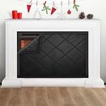 Velcros Fireplace Cover, Fireplace Draft Blocker, Fireplace Blanket for Heat Loss Black 33" W x 29" H